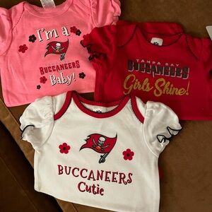 Set of three NFL Buccaneers baby onsies